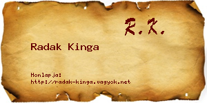 Radak Kinga névjegykártya